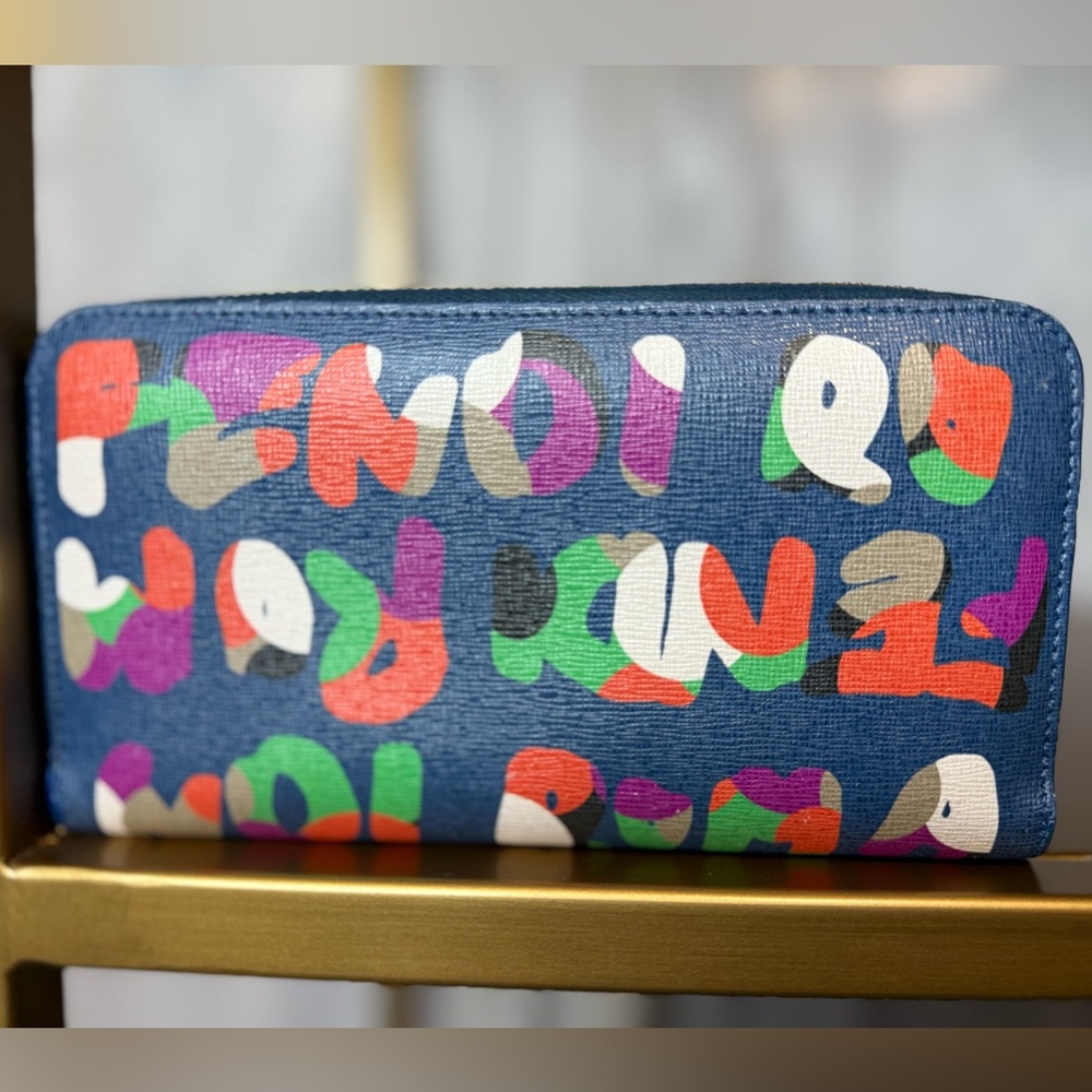 Fendi Multicolor Logo Zip Wallet